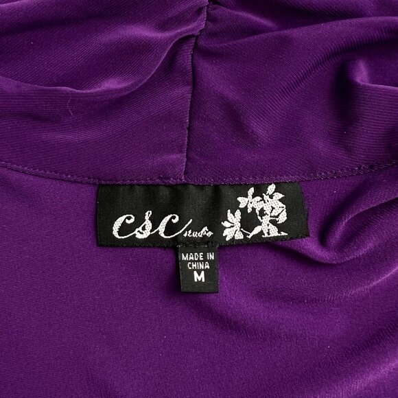 CSC Studio Womens Jacket Sweater Size M Shawl Collar 3/4 Sleeves Purple - Picture 9 of 13